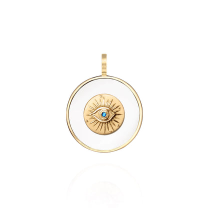 Pingente Olho Branco com Brilhante Azul 18k