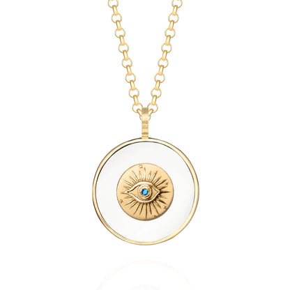 Pingente Olho Branco com Brilhante Azul 18k