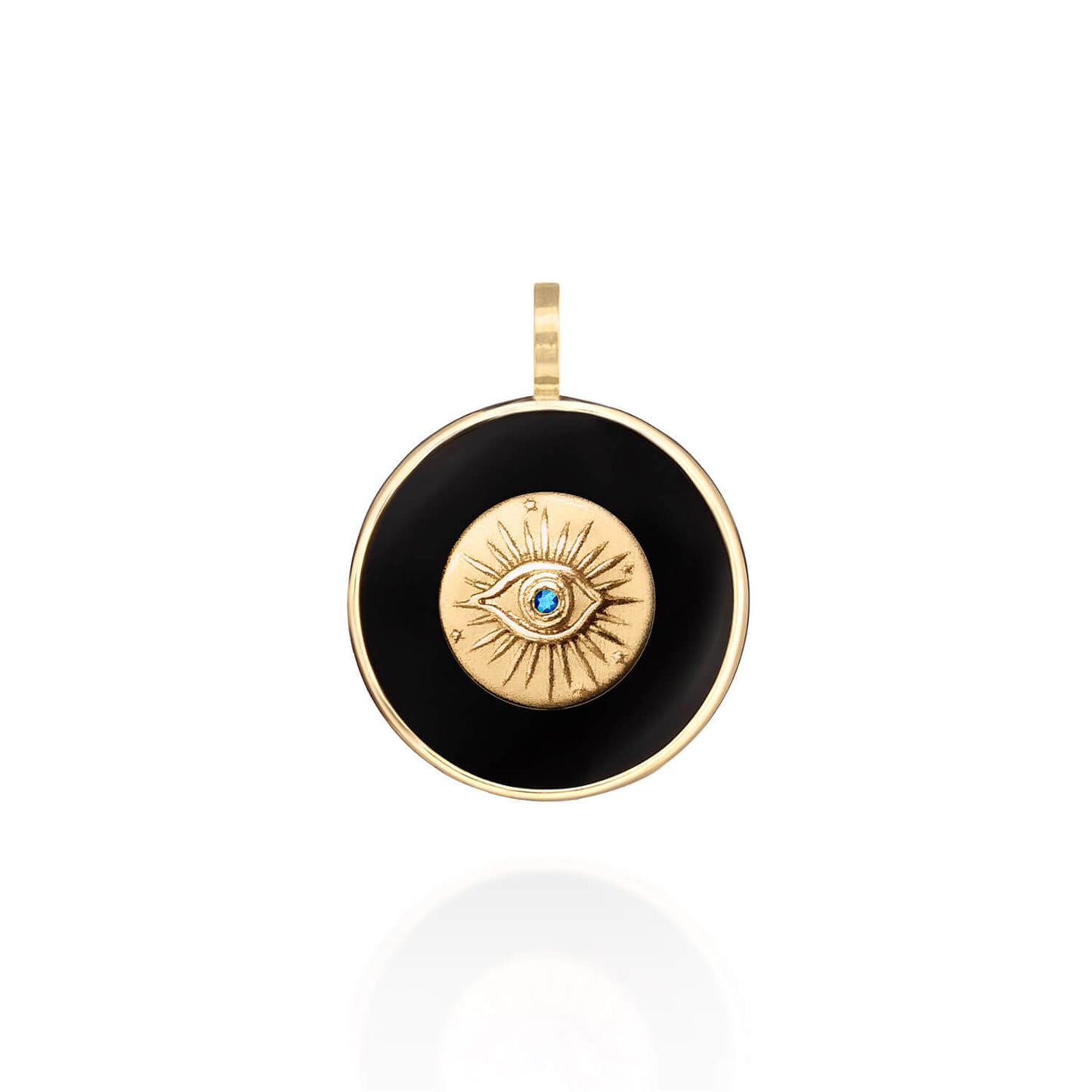 Pingente Olho Negro com Brilhante Azul 18k