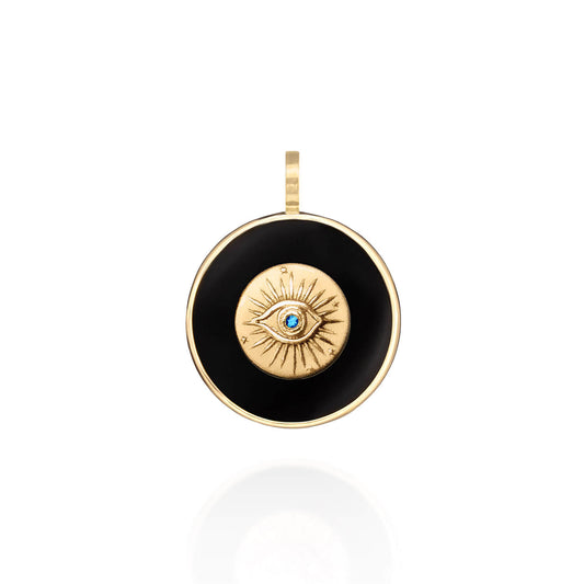 Pingente Olho Negro com Brilhante Azul 18k