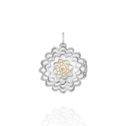 Pingente Relicário Camélia Ag 925 com ouro 18k
