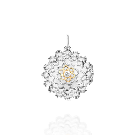 Pingente Relicário Camélia Ag 925 com ouro 18k