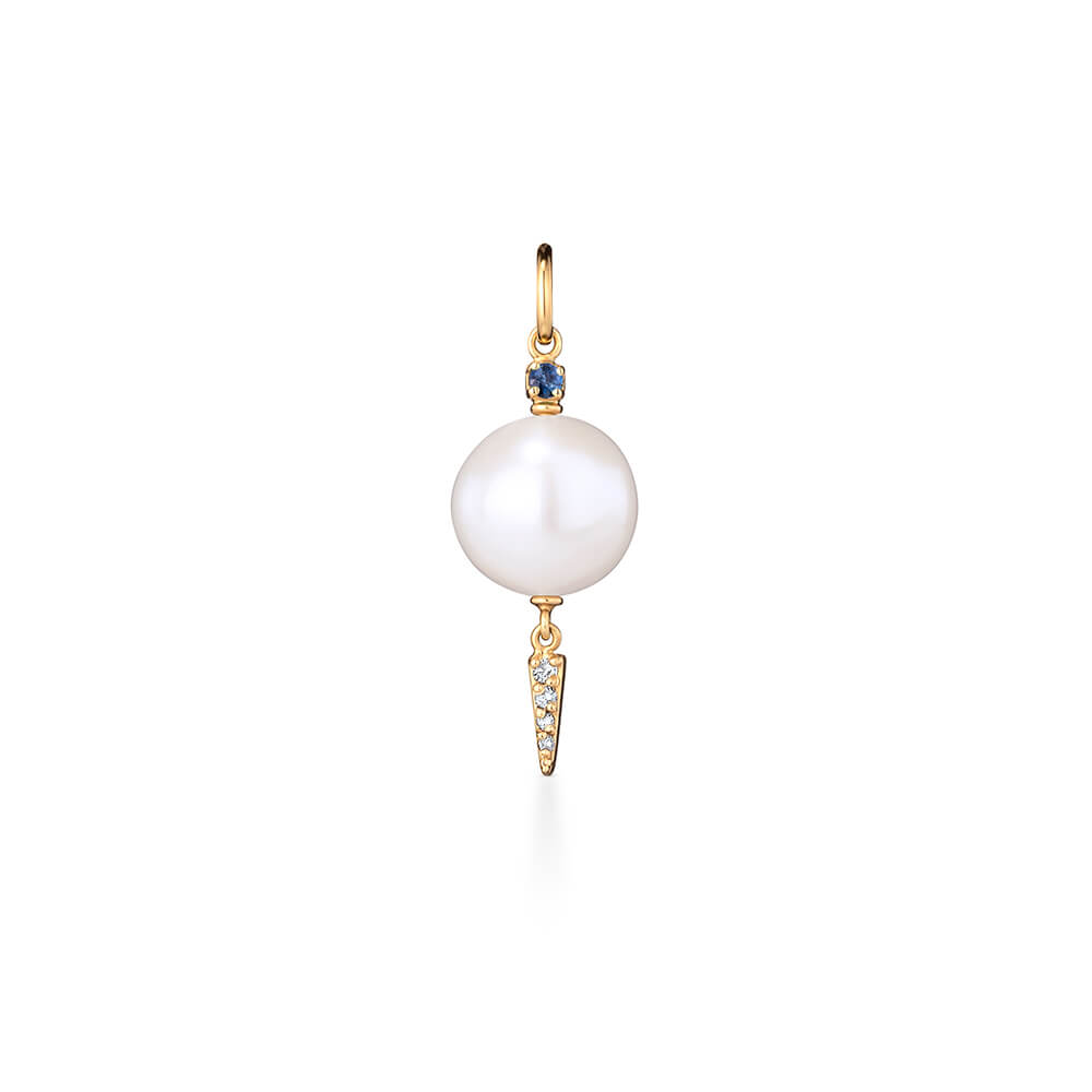 Pingente Spike Pérola e Safira 18k