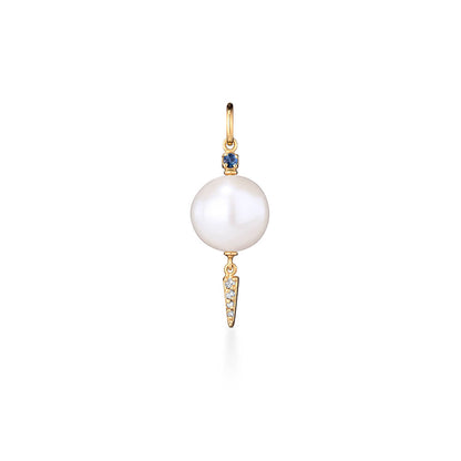 Pingente Spike Pérola e Safira 18k