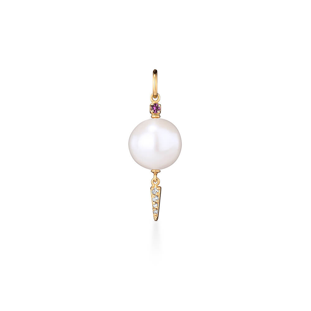 Pingente Spike Pérola e Safira 18k