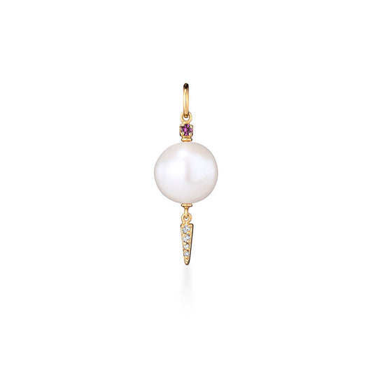 Pingente Spike Pérola e Safira 18k
