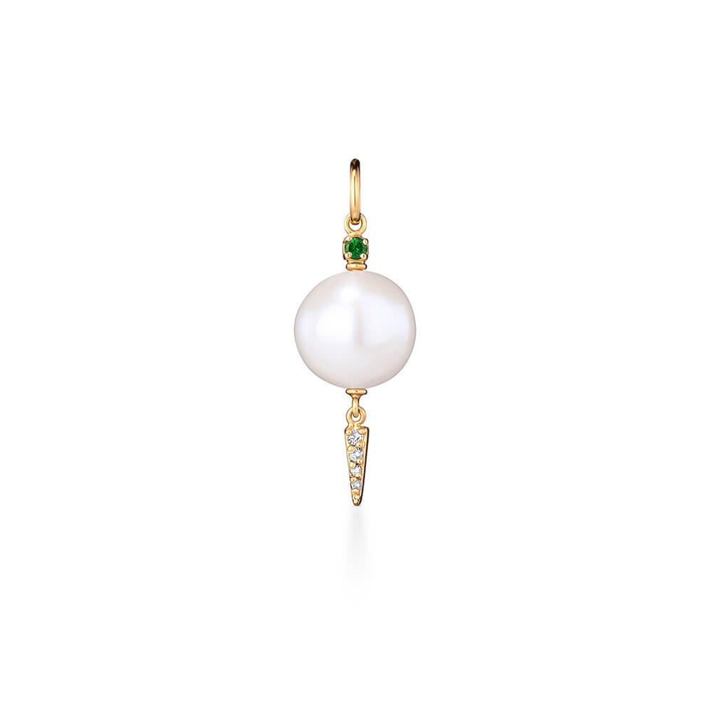 Pingente Spike Pérola e Safira 18k