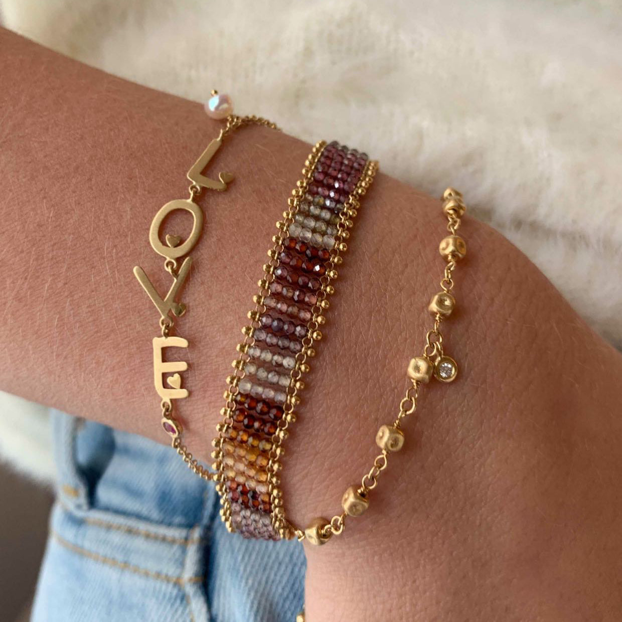 Pulseira Crochê Terroso G 18k