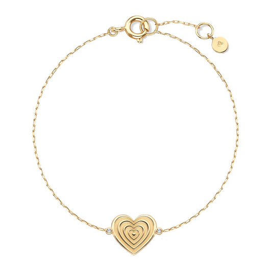 Pulseira Fé Petit Coração Raiado 18k