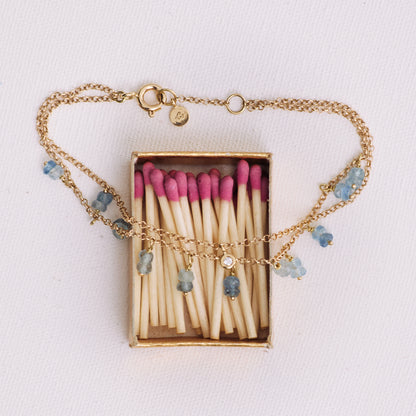 Pulseira Dupla Água Marinha 18k