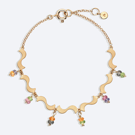 Pulseira Bossa Safiras Coloridas 18k