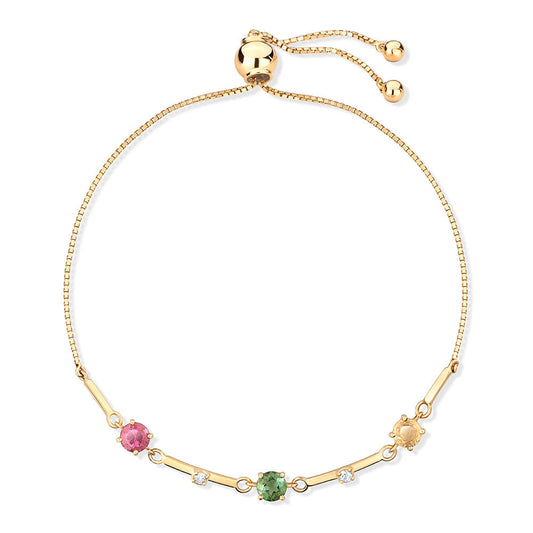 Pulseira Ajustável 3 Tacos Turmalinas Color 18k
