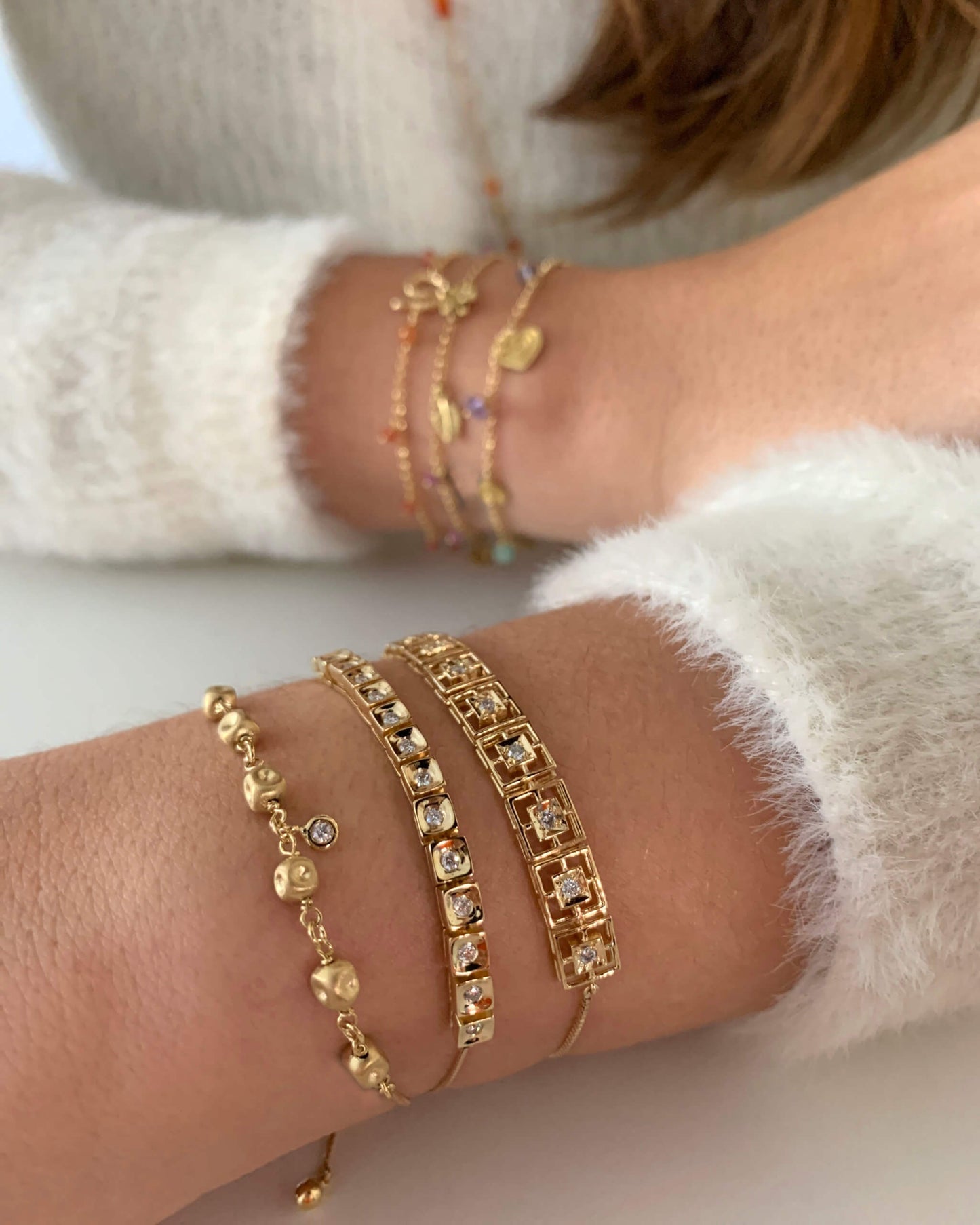 Pulseira Ajustável Bolinhas Amassadas 18k