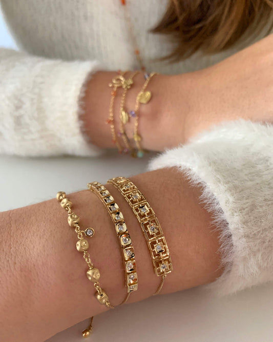 Pulseira Ajustável Bolinhas Amassadas 18k