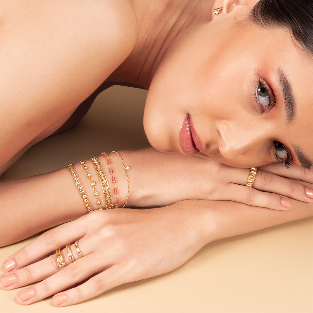 Pulseira Ajustável Bolinhas Amassadas 18k