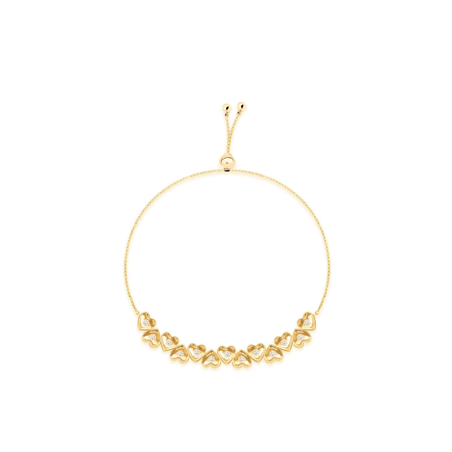 Pulseira Ajustável Corações 18k