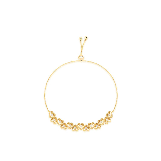 Pulseira Ajustável Corações 18k