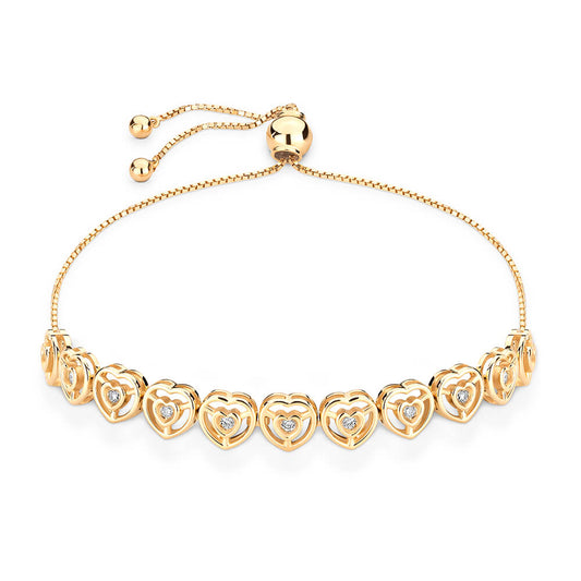 Pulseira Ajustável Filo Corações 18k