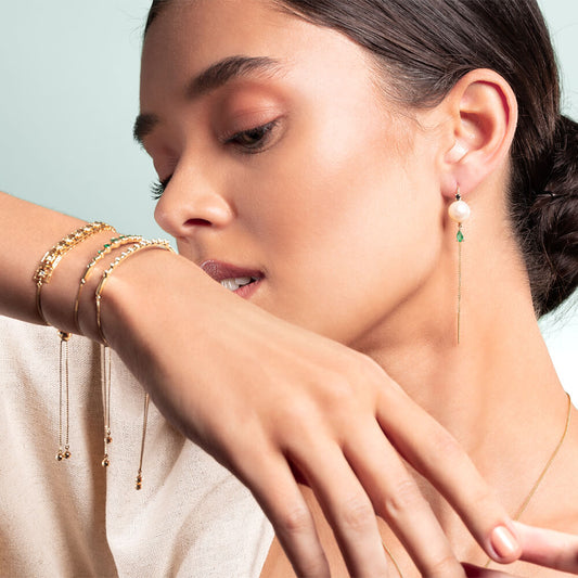 Pulseira Ajustável Multiple Esmeralda 18k