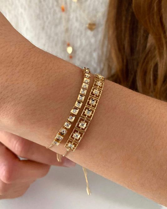 Pulseira Ajustável Quadradinhos 18k