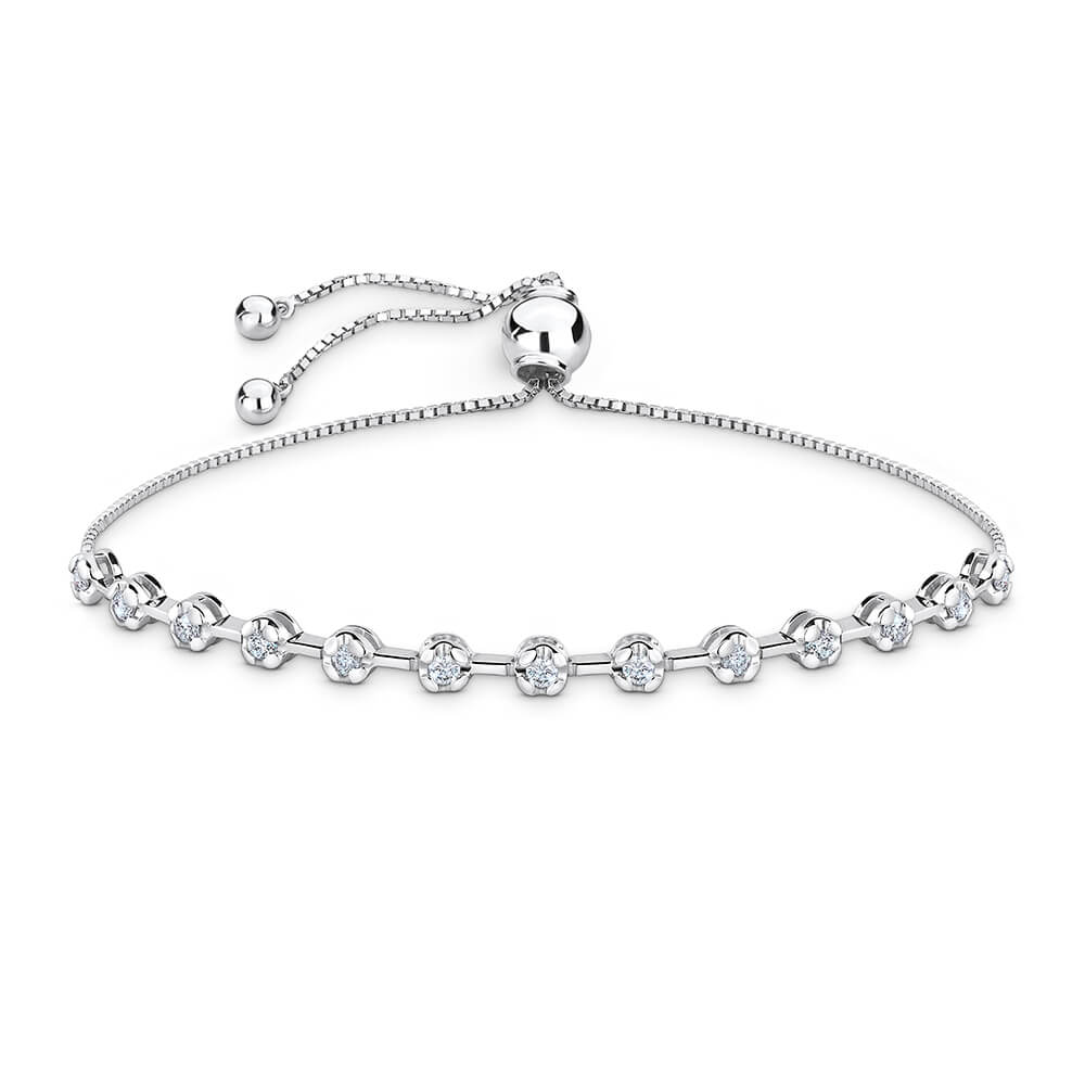 Pulseira Ajustável Riviera Redonda 18k