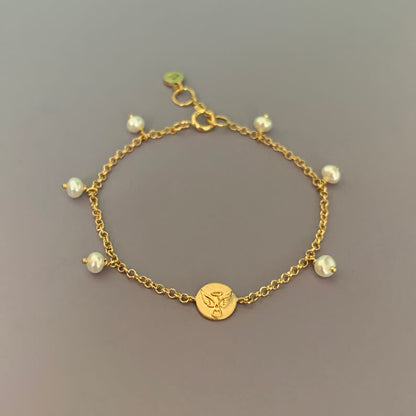Pulseira Baby Anjo com Pérolas 18k