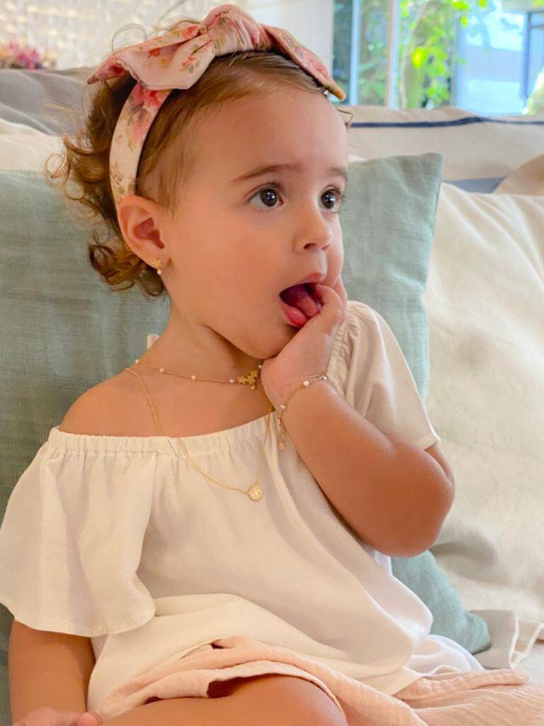 Pulseira Baby Anjo com Pérolas 18k