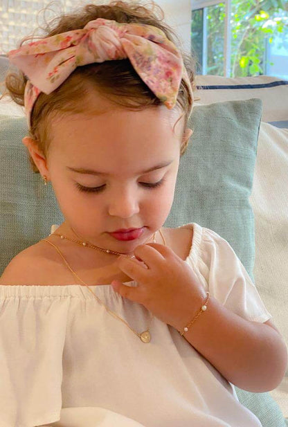 Pulseira Baby Anjo com Pérolas 18k