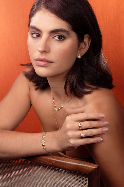 Pulseira Ciclos Pedra Cristal 18k