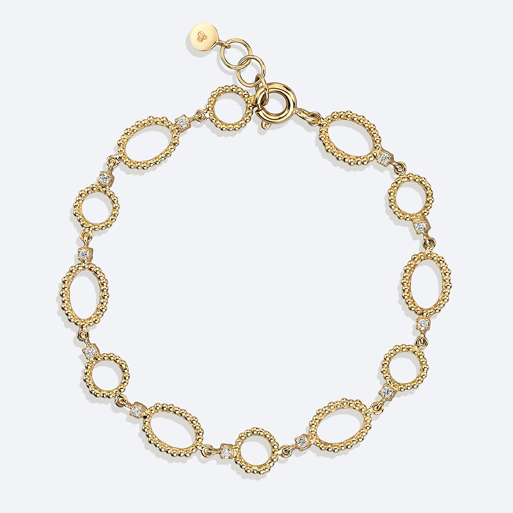 Pulseira Duna Elos Ovais e Redondos 18k