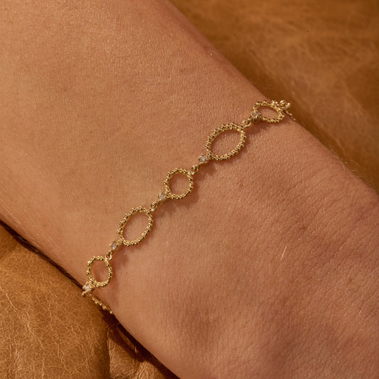 Pulseira Duna Elos Ovais e Redondos 18k