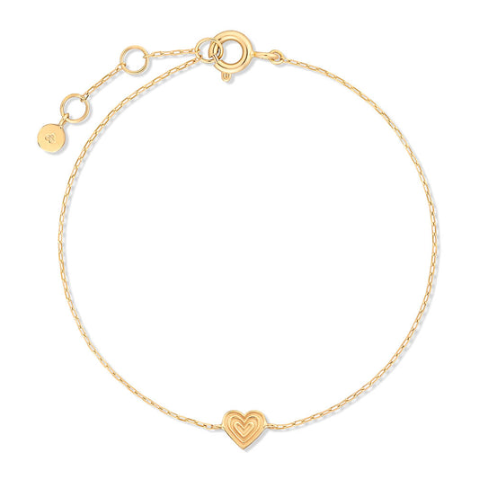 Pulseira Fina Coração Raiado 18k