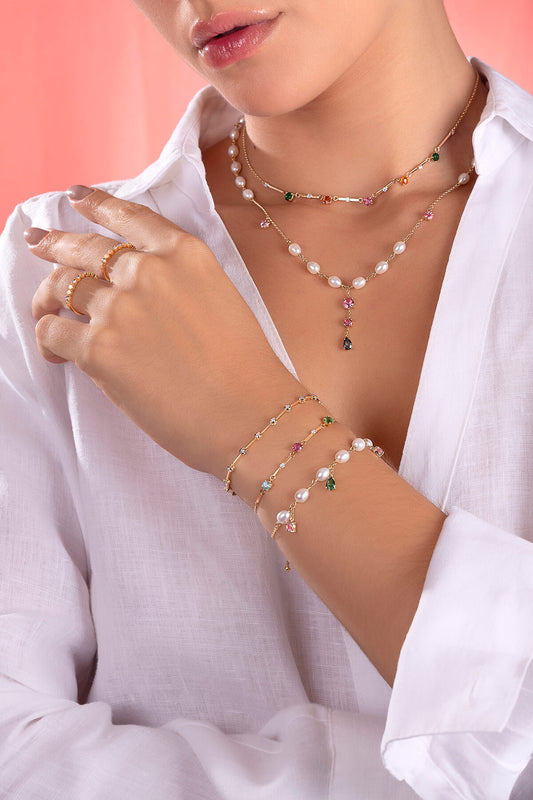 Pulseira Happiness Pérolas 18k