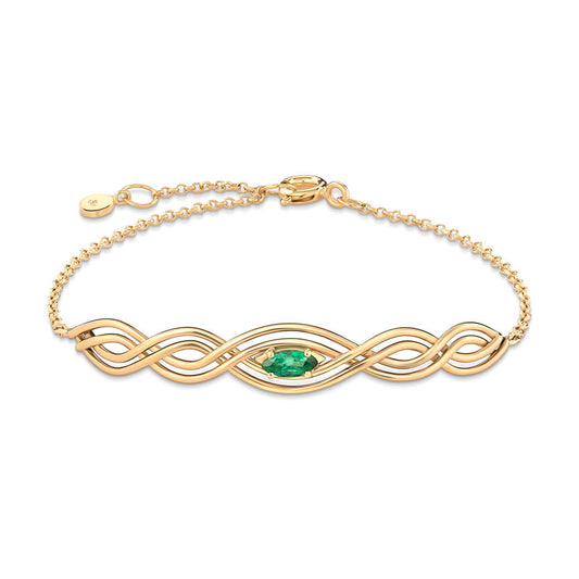 Pulseira Nós Frente Esmeralda 18k