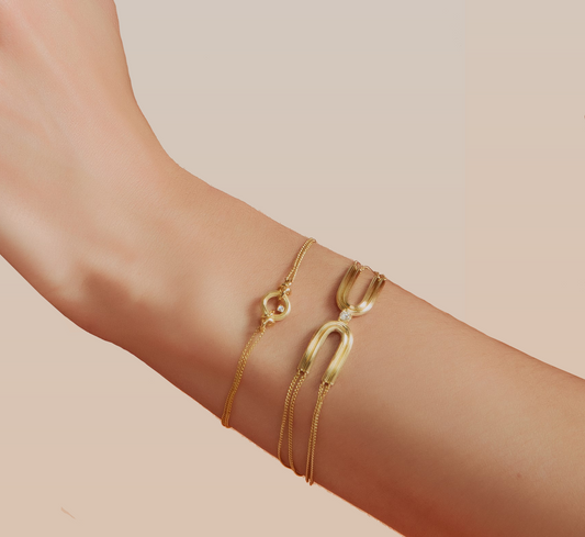 Pulseira Wave com Brilhante 18k