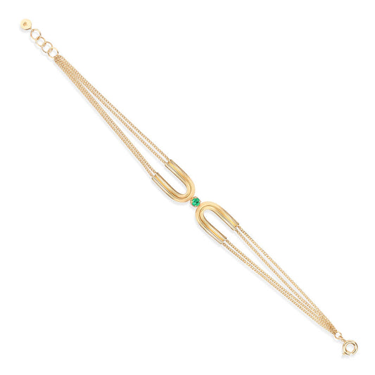 Pulseira Wave com Esmeralda 18k