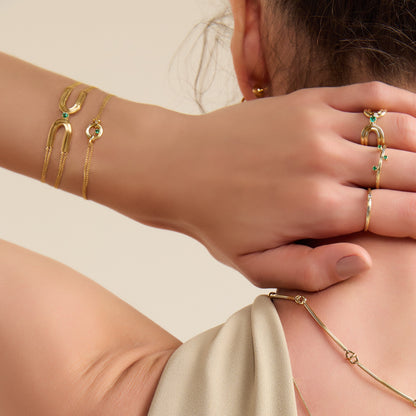 Pulseira Wave com Esmeralda 18k