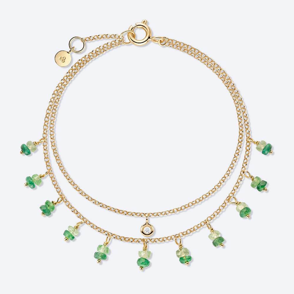 Pulseira Dupla Tsavorita 18k