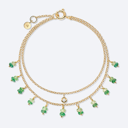 Pulseira Dupla Tsavorita 18k