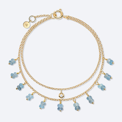 Pulseira Dupla Água Marinha 18k