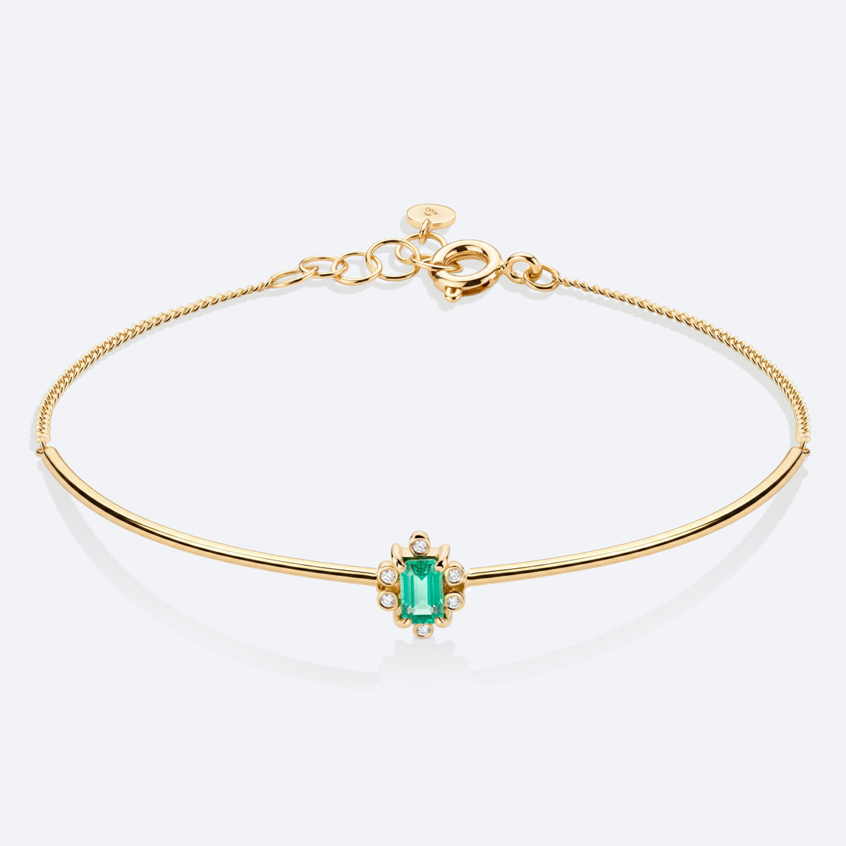 Pulseira Esmeralda Baguete com Brilhantes 18k