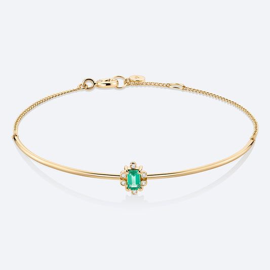 Pulseira Esmeralda Baguete com Brilhantes 18k