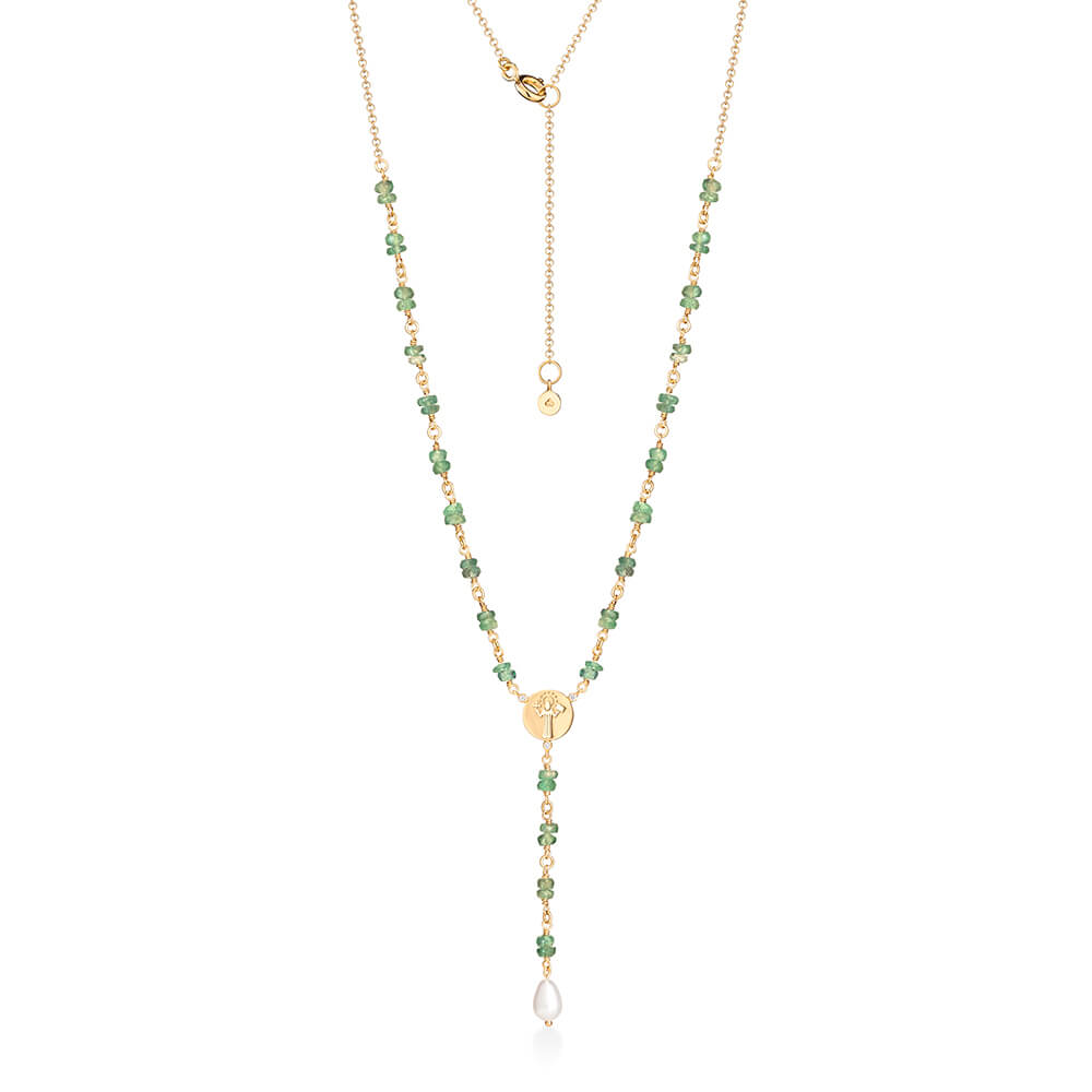 Terço Esmeralda e Pérola 18k