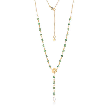 Terço Esmeralda e Pérola 18k