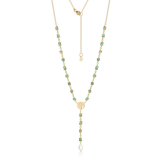 Terço Esmeralda e Pérola 18k