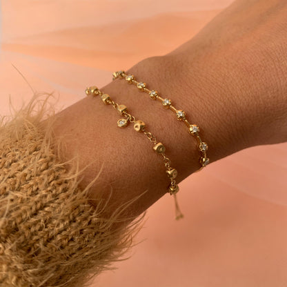 Pulseira Ajustável Bolinhas Amassadas 18k