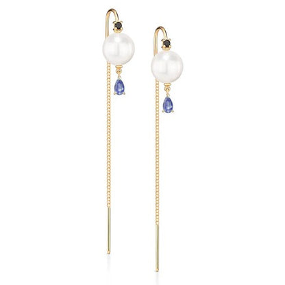 Brinco Fio Moon com Tanzanita 18k