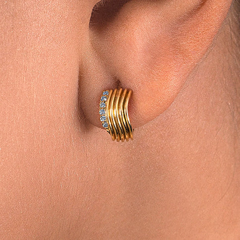 Brinco Argola Wave com Brilhantes 18k