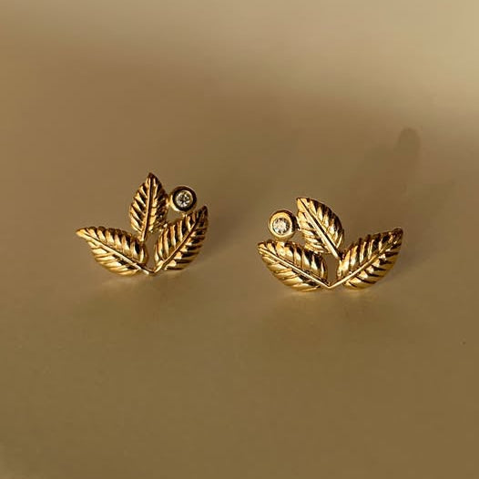 Brinco Folhagem Trio 18k