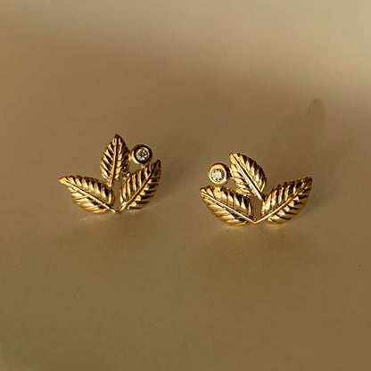 Brinco Folhagem Trio 18k